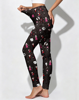 Leggings de yoga taille haute pour femme, imprimé vampire Halloween, coupe ajustée, motif château gothique, pantalon de sport, vêtements de sport