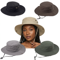 Sombreros de Pescador de Nailon con Diseño de Dibujos Animados, Personalizables con Logotipo, Impermeables, de Terciopelo, con Protección UV, Ala Ancha Ajustable y Cordones para Pescadores
