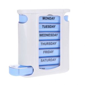 28 Compartments Organizer White Shell 14 Grids <b>7</b> Day Sealed Round Pill Case <b>Tablet</b> Sorter Box Stock Pill Box - Product Image 3