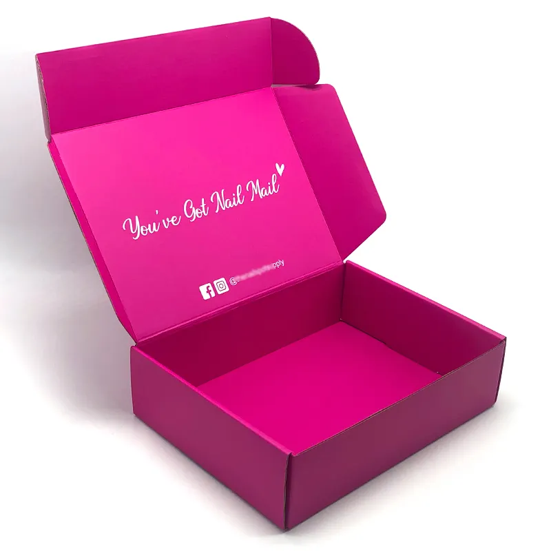 2022 Custom printed empty nails tip pack box Pink False Press On Nail Shipping Mailer Packaging Box For nail