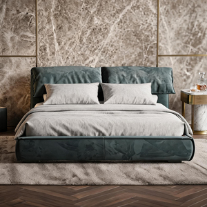 Ensemble de chambre à coucher moderne et minimaliste, mobilier de villa, lit design taille King ou Queen, cadre de lit taille King, minimaliste - Product Image 1