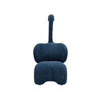 Fauteuil d'appoint moderne en forme de girafe créative, en peluche bouclée bleu marine, style dessin animé, pour salon, chambre à coucher, décoration intérieure, mobilier de loisirs