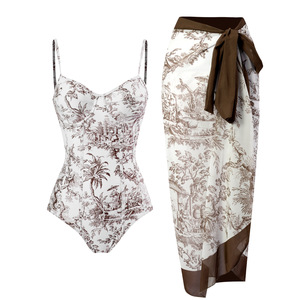Traje de Baño de Una Pieza Estampado con Espalda Descubierta, Sexy y en Oferta, Conjunto de Falda con Cordones de Dos Piezas para Mujer - Product Image 5