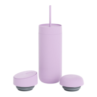 Tasse Thermique à Double Paroi 16oz Jaune en Acier Inoxydable 304 avec 3 Couvercles Différents Réutilisable pour Café, Thé, Boissons Froides Personnalisable Mignonne Quotidienne