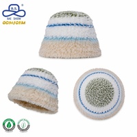Sombrero de Pescador Personalizado con Rayas y Pelaje Sintético de Pelo Largo, Banda de Color, Estilo Y2K, Venta al por Mayor para Festivales