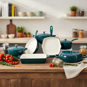 Ensemble <span class=keywords><strong>de</strong></span> 7 pièces <span class=keywords><strong>en</strong></span> <span class=keywords><strong>fonte</strong></span> <span class=keywords><strong>émaillée</strong></span> antiadhésive pour la <span class=keywords><strong>cuisson</strong></span> au four et la cuisine, comprenant des casseroles <span class=keywords><strong>en</strong></span> <span class=keywords><strong>fonte</strong></span> <span class=keywords><strong>émaillée</strong></span> - Product Image 2