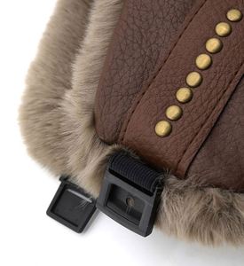 Men's Winter Thickened Plush <b>Ear</b> <b>Protectors</b> Trapper Hats Studded Outdoor Cycling PU Trapper Hat - Product Image 5