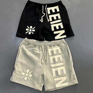 Benutzer definierte Streetwear Französisch Terry Sweat <span class=keywords><strong>Short</strong></span> Sun Faded Vintage Acid Wash Applique Patch Bestickte Distress Shorts Herren - Product Image 2