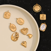 Accessoires vintage : Pendentifs géométriques tournesol et amour, breloques en acier inoxydable marguerites roses plaqué or 18 carats pour colliers et bracelets