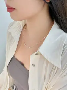 Collana in argento Sterling minimalista s925 Dylam collana a catena con perline placcate in rodio per gioielli da donna di alta moda