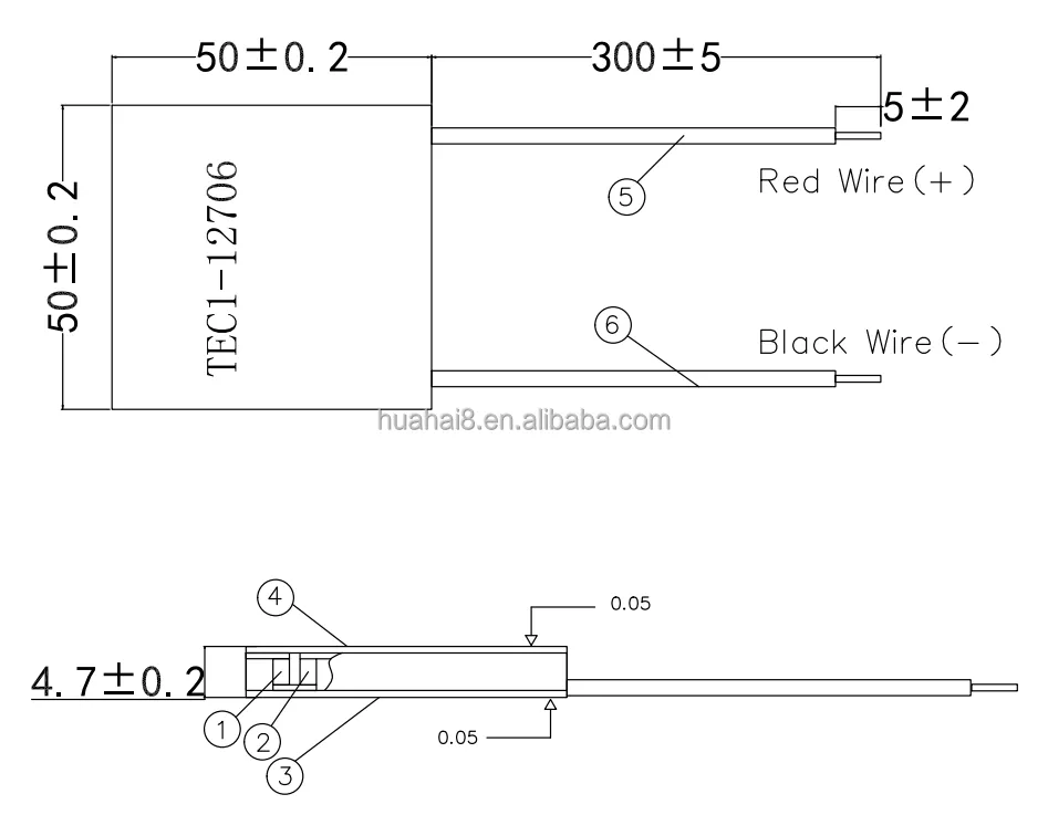 Pendingin termoelektrik TEC1-12706 50*50mm TE custom air conditioner modul peltier 12706 TEC air