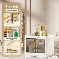 Organizador de Maquillaje Plegable de Plástico Transparente, Cajón Giratorio de Escritorio, Almacenamiento de Cosméticos Multifuncional de Lujo, Caja de Almacenamiento para Dormitorio