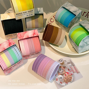 Élastique à cheveux en tissu haute élasticité couleur bonbon, durable, pour chignon ou queue de cheval, idéal pour l'été des filles - Product Image 2