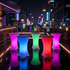 Wholesale Modern Design 110cm High Plastic Illuminated Circular High Top Cocktail bar <strong>Table</strong>, Suitable for Outdoor Gatherings - Product Image 6
