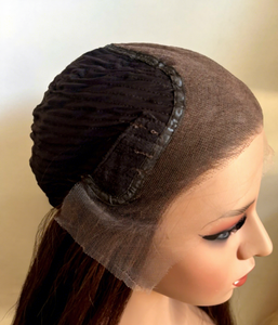 Perruque Lace HD Effet Peau Naturelle, Cheveux Bruts Non Traités, Alignés aux Cuticules, Couleur Brun <span class=keywords><strong>Miel</strong></span> Lisse avec Mèches, Tenue Longue Durée - Product Image 4