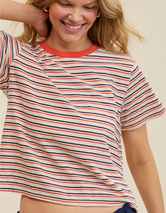 เสื้อยืดลำลองลายทางทันสมัย LEDUO ผ้าฝ้าย 100% สวมใส่ได้ทุกวันสำหรับผู้หญิงในช่วงฤดูร้อน - Product Image 3