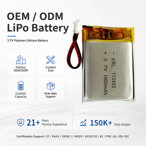 إنتاج بالجملة لبطاريات ليثيوم بوليمر 1000 مللي أمبير 112435، مورد OEM B2B لبطاريات طويلة العمر لمعدات الروبوت والأتمتة - Product Image 1
