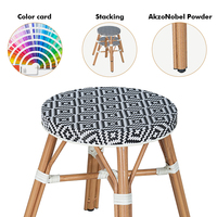 Tabouret de bistrot d'extérieur de style français, structure en aluminium, assise ronde en Teslin tissé, empilable, mobilier de café, restaurant, terrasse