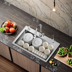 <span class=keywords><strong>Fregadero</strong></span> de cocina de un solo cuenco hecho a mano de <span class=keywords><strong>acero</strong></span> <span class=keywords><strong>inoxidable</strong></span>, grifo de montaje superior con cestas de frutas, Kit de drenaje de 80x46 <span class=keywords><strong>cm</strong></span> - Product Image 1