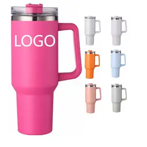 CUPPARK 40 Oz Insulated Powder Coated Stainless Steel Travel Mug Outdoor Sports With Lid And Straw