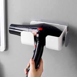 Wall Mounted Hair Dryer Holder Rectangle Punch Free Storage Rack For Bathroom Dormitory - Product Image 1