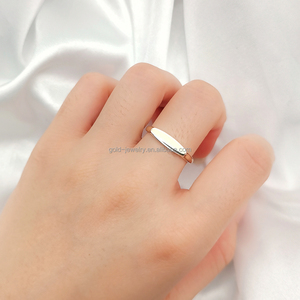 Véritable <span class=keywords><strong>bague</strong></span> en or 9K 14K, élégante, logo gravé sur mesure, bijoux pour femmes, <span class=keywords><strong>bague</strong></span> en or carat pour femmes - Product Image 5