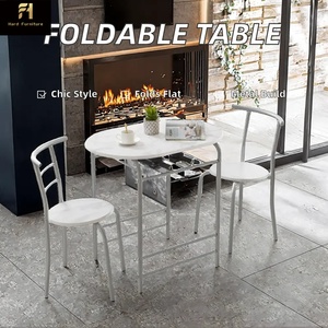 Moderno Juego de Mesa de Comedor Redonda de Estilo Rústico Blanco para 4 Personas, Mesa de Comedor Pequeña Elegante de Estilo Nórdico para Interiores - Product Image 4