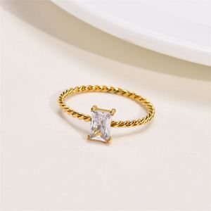 Minimalist square Zircon Charm <b>Ring</b> Jewelry Twist <b>Thin</b> <b>Rings</b> for Women - Product Image 3