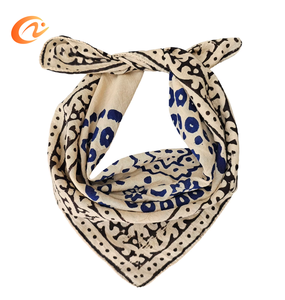 Kadın saf pamuk cep kare eşarp yüksek kaliteli pamuk kare bandanalar özelleştirilebilir baskılı desenler - Product Image 1