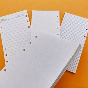 45-Sheet 6-Hole Loose-<b>Leaf</b> Hardcover Notebook Refills Set (Lined/Blank/Grid/Memo) Silk <b>Screen</b> Printed Premium Paper - Product Image 2