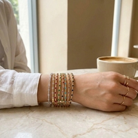 Bracelets empilables plaqués or 18 carats avec zircone cubique, bracelet multi-rangs pavé de cristaux CZ, bijoux colorés pour femmes