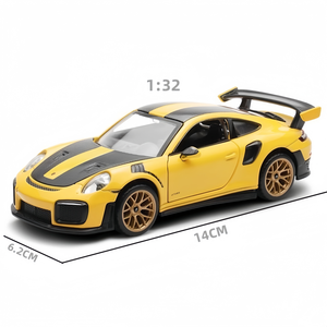 Coches de juguete de metal fundido a presión 1:32 911 GT2RS con sonido y luz, puertas que se abren, modelo clásico de camioneta antigua, adorno decorativo, juguetes de modelo. - Product Image 1