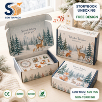 Boîte d'expédition de Noël personnalisée imprimée, boîte rigide couleur en carton ondulé, emballage cadeau avec logo pour la vente en gros