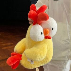 Superzachte pluche kippenpop, pluche haan met rode kam, uniek ontwerp, decoratief knuffelgoed, verjaardagscadeau voor kinderen, meisjes - Product Image 5