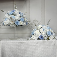 Boule de fleurs artificielles en soie bleue et blanche, centre de table de mariage, 40 cm, 50 cm, 60 cm, arrangement de bouquet de fleurs pour restaurant et mariage