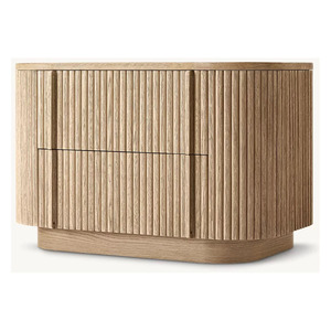 Luxury Fluted Solid Oak Modern Curved Nightstand with 1 or 2 Drawers Bedroom Furniture <b>Bedside</b> <b>Table</b> RH FURNITURE - Product Image 5