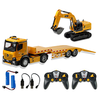 Camion télécommandé militaire avec pelle hydraulique, véhicule d'ingénierie, jouet RC pour enfants avec lumières pour garçons et filles