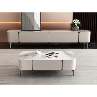 Ensemble de meubles TV en bois de style minimaliste moderne pour salon, rangement écologique, comptoir en ardoise brillant, corps de meuble laqué