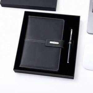 Customizable Black PU Leather Note Book Corporate Gift Set A5 <b>Journal</b> Wholesale Promotional Luxury Business Pen Notebook Set - Product Image 1