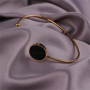 Fashion Open Cuff Agate <b>Bangle</b> for Women Vintage 18K <b>Gold</b> <b>Plated</b> Stainless Steel Waterproof PVD by JUSTOP - Product Image 5
