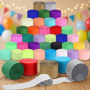 Guirlandes en papier crépon arc-en-ciel/pastel/personnalisées pour décoration de fête, 5-15m par rouleau, bannière de fond suspendue DIY pour anniversaire et mariage - Product Image 3