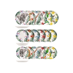Service de table exotique, ensemble de vaisselle en porcelaine fine décorée de 18 pièces - Product Image 1