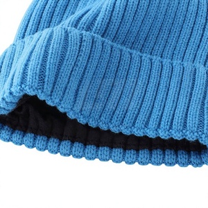 LONG MISSION INDUSTRY Blue Letter Print Beanie Hat Unisex Adult Casual <b>Winter</b> <b>Cap</b> Cotton/Wool Breathable Waterproof - Product Image 5