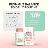 Gummies Probiotiques pour Enfants 2,5 Milliards de UFC Bacillus Subtilis Sans Gélatine 60 Comprimés (2 Mois de Consommation) Supplément OEM Fabriqué en Chine Séché et Frais