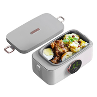 Chauffe-boîte à lunch électrique en acier inoxydable 1L Chauffe-récipient de stockage de nourriture thermique auto-chauffant pour enfants avec affichage de l'heure LED