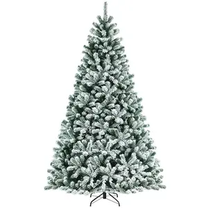 8-футовая Реалистичная Снежная сосновая искусственная Праздничная Рождественская елка с прочной металлической подставкой
