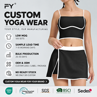 Nouveau Fitness Sports Vêtements Ensembles Contraste Couleur Yoga Débardeur Soutien-Gorge Jupes Costume Golf Tennis Jupe 2 Pièces Ensemble Femmes