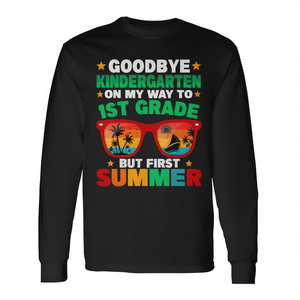 T-shirt à manches longues « Adieu la maternelle » pour enfants, unisexe, col rond, impression numérique, pour la remise des diplômes de la première année - Product Image 3