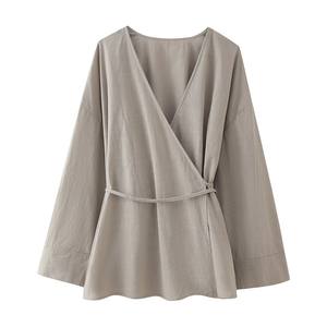 Conjuntos informales <span class=keywords><strong>de</strong></span> 2 piezas <span class=keywords><strong>para</strong></span> el hogar <span class=keywords><strong>para</strong></span> mujer, camisas <span class=keywords><strong>de</strong></span> manga larga con solapa, <span class=keywords><strong>traje</strong></span> elegante <span class=keywords><strong>para</strong></span> mujer, pantalones <span class=keywords><strong>de</strong></span> pierna ancha con cordón suelto <span class=keywords><strong>de</strong></span> primavera 2024 - Product Image 5