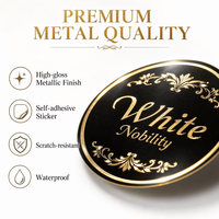 Étiquette autocollante en aluminium doré 3D personnalisée, gaufrée, imperméable pour emballage de pots en céramique, bouteilles en verre, boîtes de conserve, OEM